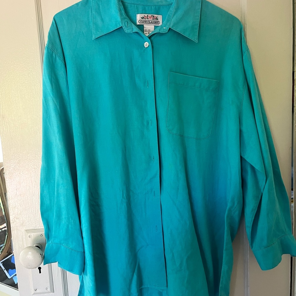 100% linen vintage button up - Picture 7 of 8